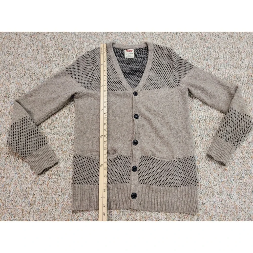 Levis Sweater Mens Large Oatmeal Lambs Wool Blend Button Up Cardigan Cabin Lodge